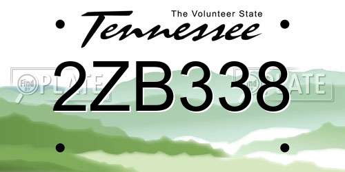 2ZB338 Tennessee License Plate