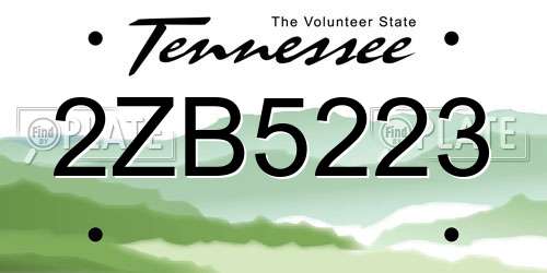 2ZB5223 Tennessee License Plate