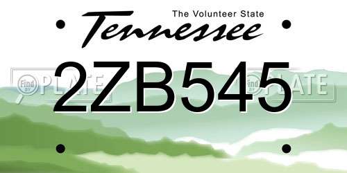2ZB545 Tennessee License Plate