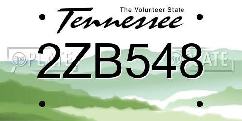 2ZB548 Tennessee License Plate
