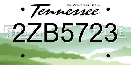 2ZB5723 Tennessee License Plate