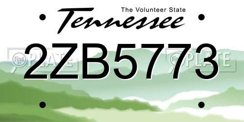 2ZB5773 Tennessee License Plate