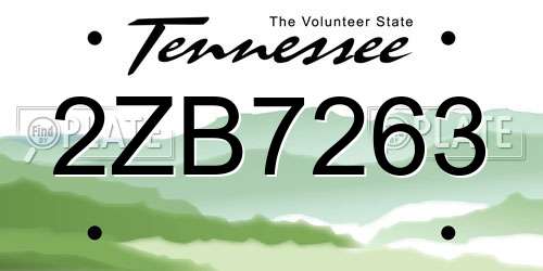 2ZB7263 Tennessee License Plate