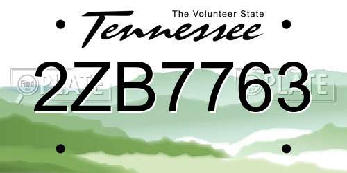 2ZB7763 Tennessee License Plate