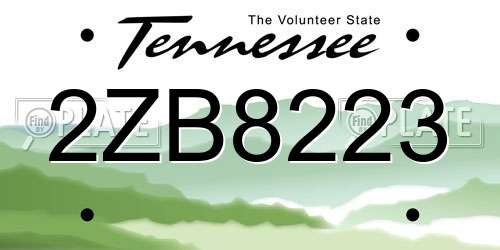 2ZB8223 Tennessee License Plate
