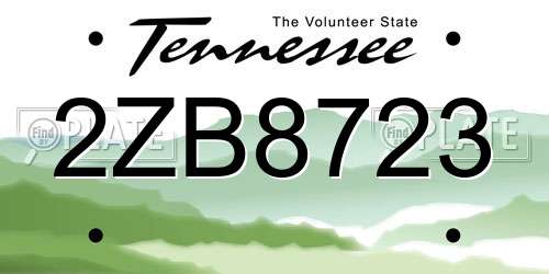 2ZB8723 Tennessee License Plate