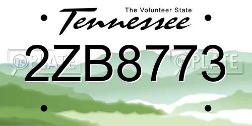 2ZB8773 Tennessee License Plate