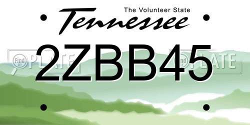 2ZBB45 Tennessee License Plate