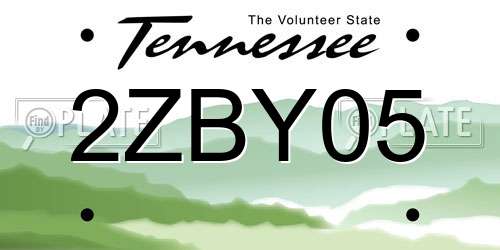 2ZBY05 Tennessee License Plate