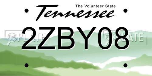 2ZBY08 Tennessee License Plate