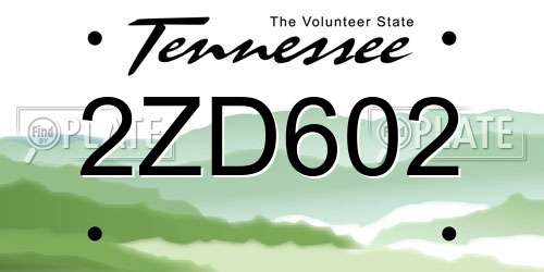 2ZD602 Tennessee License Plate