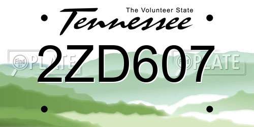 2ZD607 Tennessee License Plate