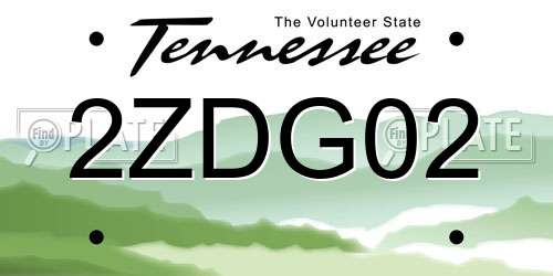 2ZDG02 Tennessee License Plate