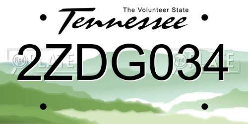 2ZDG034 Tennessee License Plate