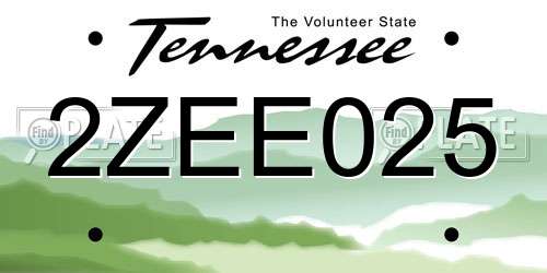 2ZEE025 Tennessee License Plate