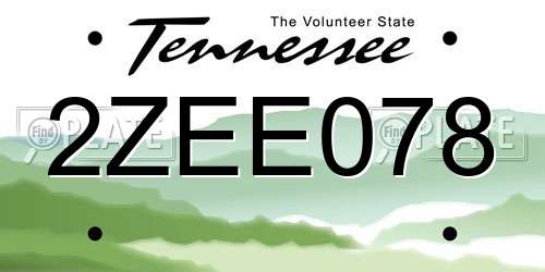 2ZEE078 Tennessee License Plate