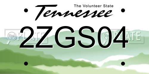 2ZGS04 Tennessee License Plate