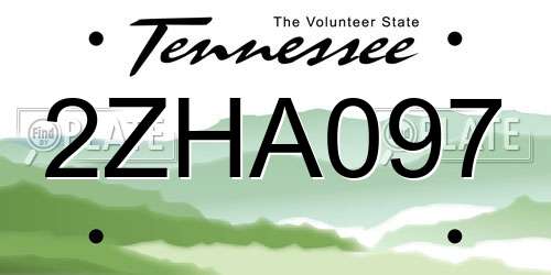 2ZHA097 Tennessee License Plate