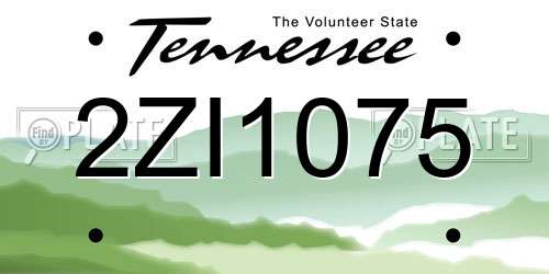 2ZI1075 Tennessee License Plate