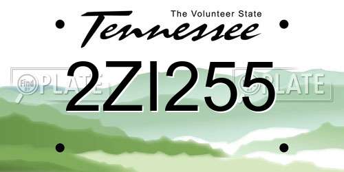 2ZI255 Tennessee License Plate