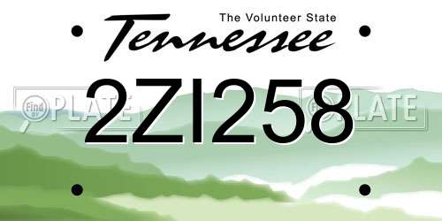 2ZI258 Tennessee License Plate