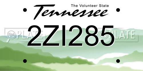 2ZI285 Tennessee License Plate
