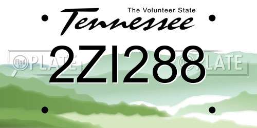 2ZI288 Tennessee License Plate