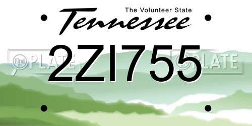 2ZI755 Tennessee License Plate
