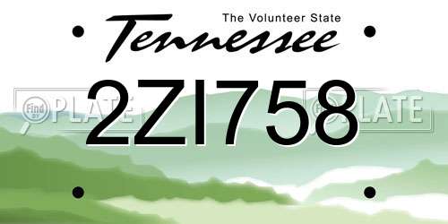 2ZI758 Tennessee License Plate