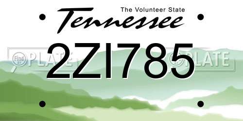 2ZI785 Tennessee License Plate