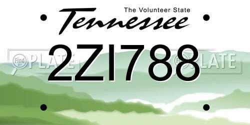 2ZI788 Tennessee License Plate