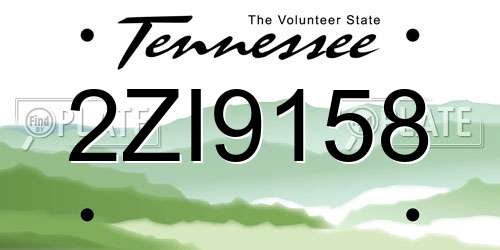 2ZI9158 Tennessee License Plate