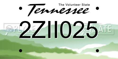 2ZII025 Tennessee License Plate