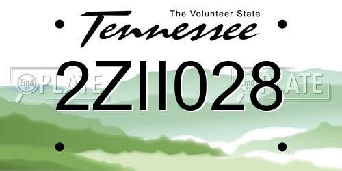 2ZII028 Tennessee License Plate