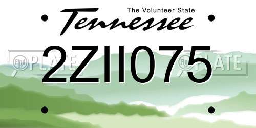 2ZII075 Tennessee License Plate