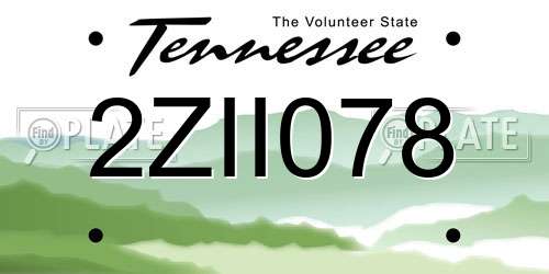 2ZII078 Tennessee License Plate