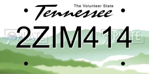 2ZIM414 Tennessee License Plate