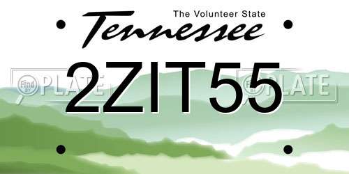 2ZIT55 Tennessee License Plate