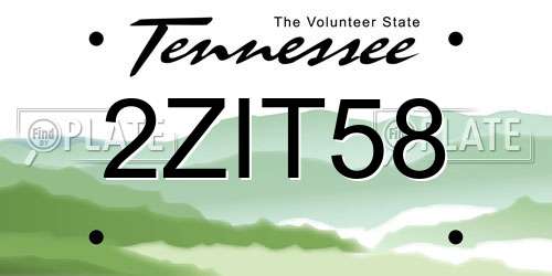 2ZIT58 Tennessee License Plate