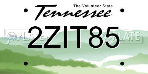 2ZIT85 Tennessee License Plate