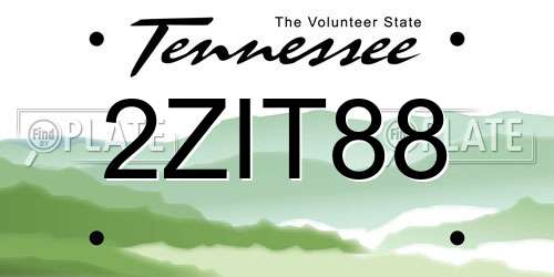 2ZIT88 Tennessee License Plate