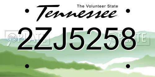 2ZJ5258 Tennessee License Plate