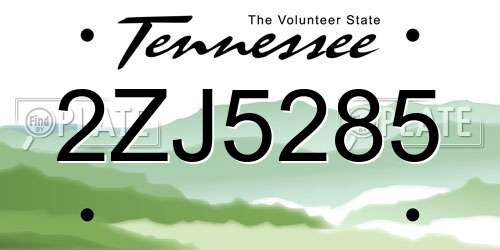 2ZJ5285 Tennessee License Plate