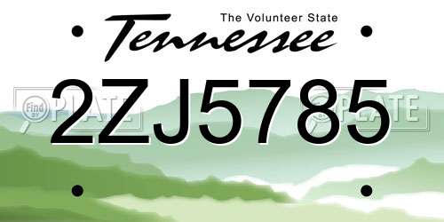 2ZJ5785 Tennessee License Plate