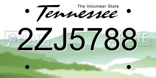 2ZJ5788 Tennessee License Plate