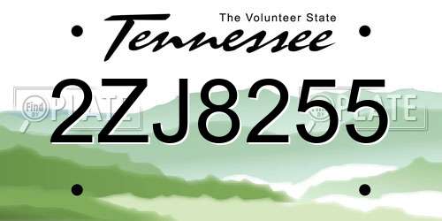 2ZJ8255 Tennessee License Plate