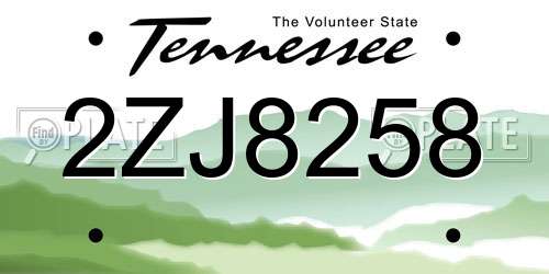 2ZJ8258 Tennessee License Plate