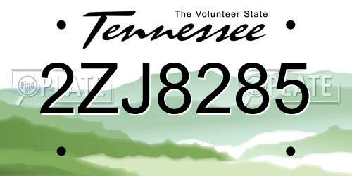 2ZJ8285 Tennessee License Plate