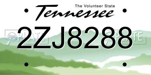2ZJ8288 Tennessee License Plate