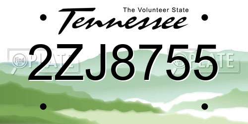 2ZJ8755 Tennessee License Plate